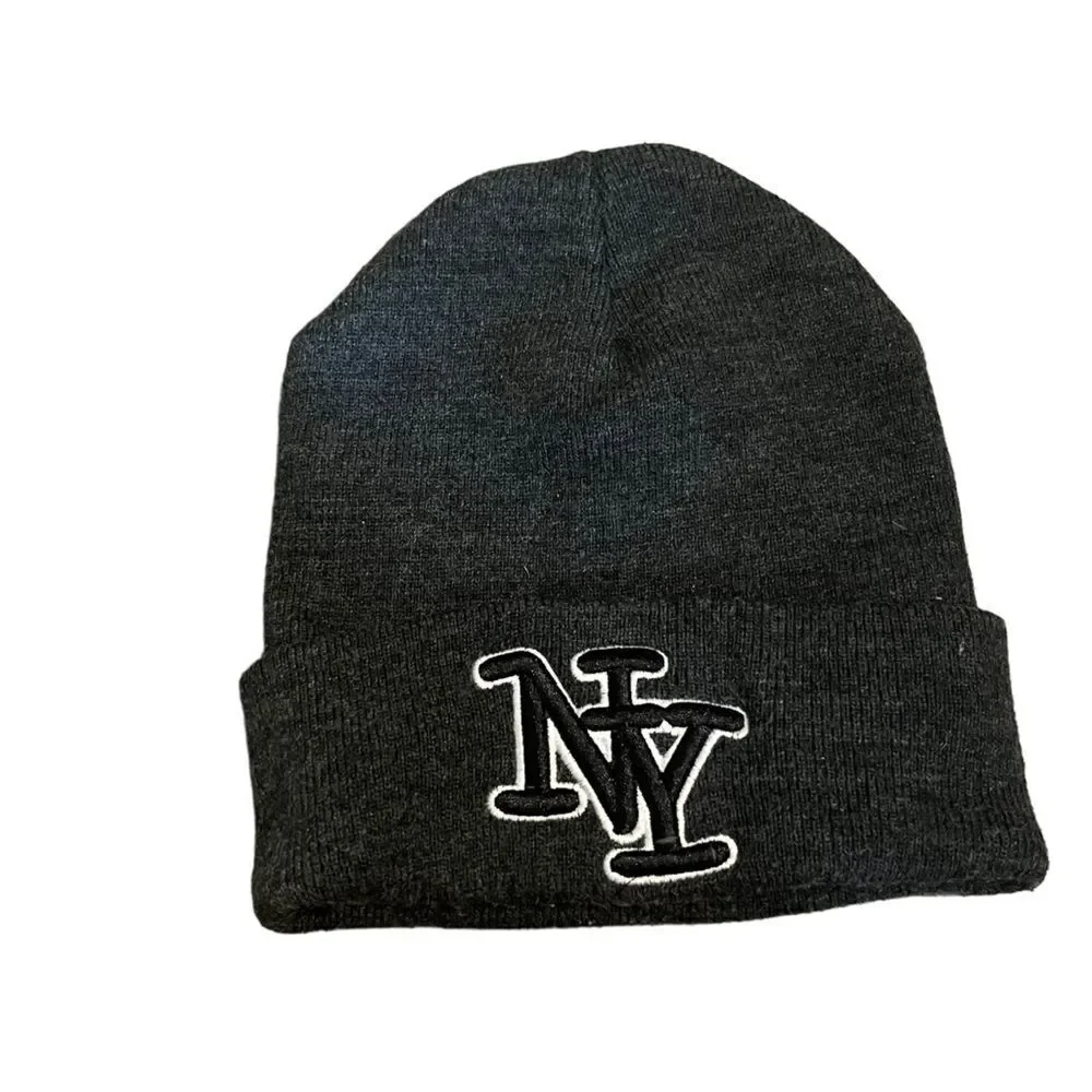 New York NY Dark Grey Black Beanie Hat